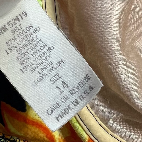 Sassafras Blue Yellow Orange Flowers Floral Vintage Bikini Size 12 / 14 Small - Picture 5 of 13